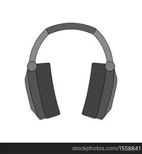 Line art illustration of grey headphones. Object separated from the background. Vector illustration for web banner, printing, T-shirt, icon, mobile and your design.. Line art illustration of grey headphones. Object separated from the background. Vector illustration