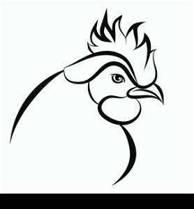Line art of cock on white background