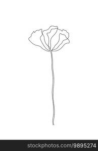 line art-Poppy flower Minimalist contour drawing. One line artwork,floral pattern for design linear art on a white background.