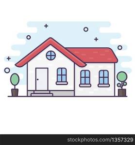 Line art style. House ilustration vector background. home concept.