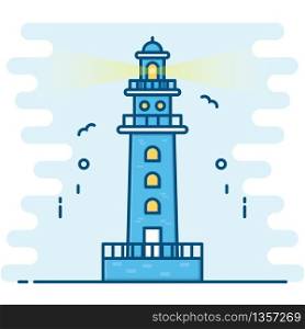 Line art style. Lighthouse vector.