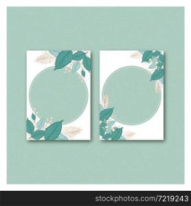 Line art tropical frame design with flowers and leaves hand drawn illustration.