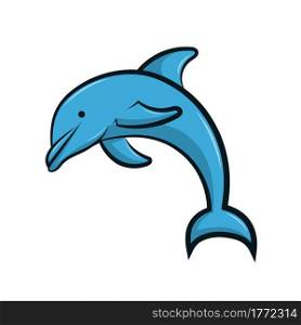 Line art vector illustration of a blue dolphin