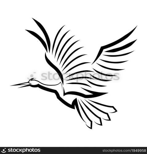 Line art vector logo of crane that is flying