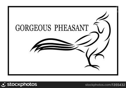 Line art vector logo of pheasant that is walking.