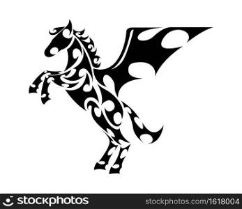 Line art vector of pegasus with front legs raised. Suitable for use as decoration or logo.