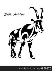 Line art vector of sable antelope is walking. Suitable for use as decoration or logo.
