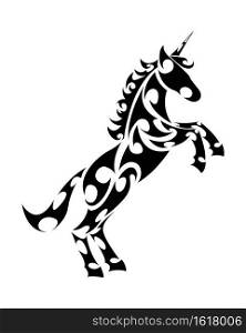 Line art vector of unicorn with front legs raised. Suitable for use as decoration or logo.