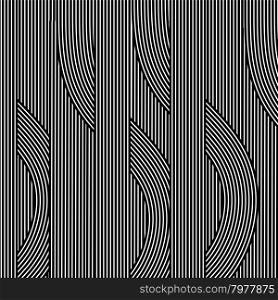 Line Black White Retro Background. Geometric Striped Ornament.. Line Black White Retro Background