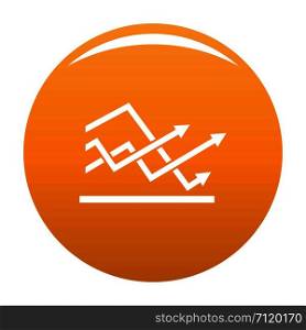 Line chart icon. Simple illustration of line chart vector icon for any any design orange. Line chart icon vector orange