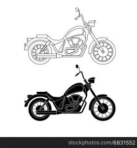 Line chopper motorcycles.. Chopper motorcycle. Vector line illustration of american chopper.