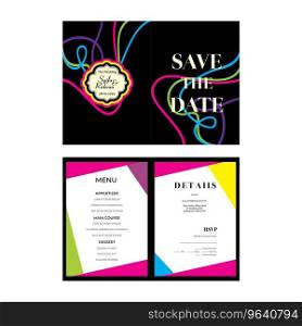 Line colorful wedding invitation template Vector Image
