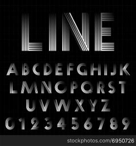 Line design font template. Set of black and white letters numbers. Vector illustration.. Line design font template