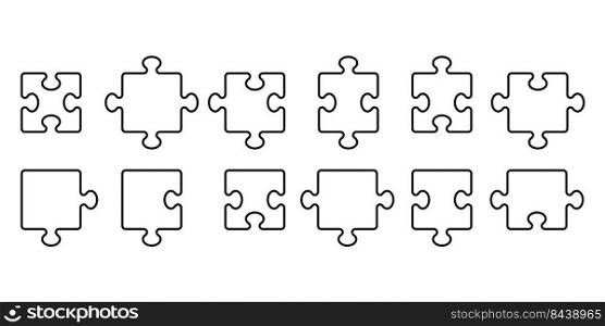 Line different puzzle icon set 