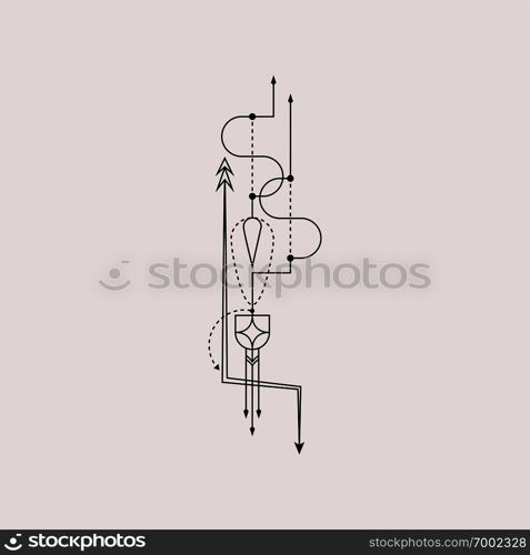 Line Dot Tattoo Design Vector Art Illustration