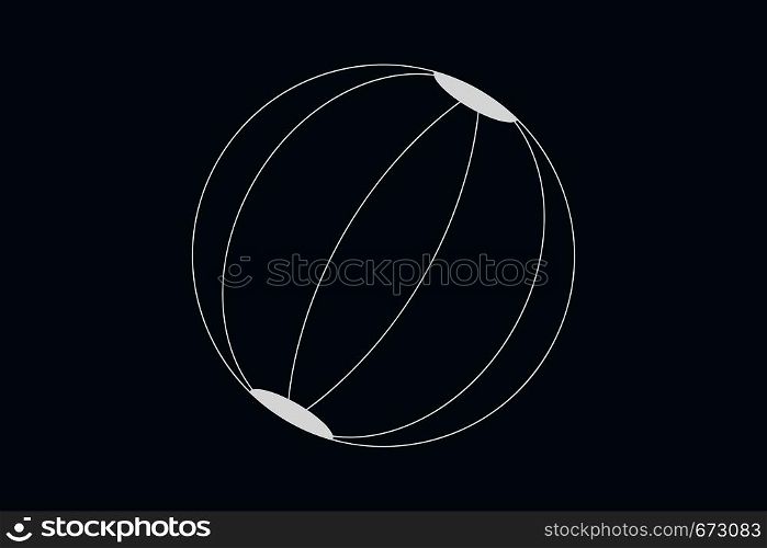 Line drawing vector of a beach ball on blue