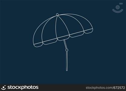 Line drawing vector of a beach umbrella on blue