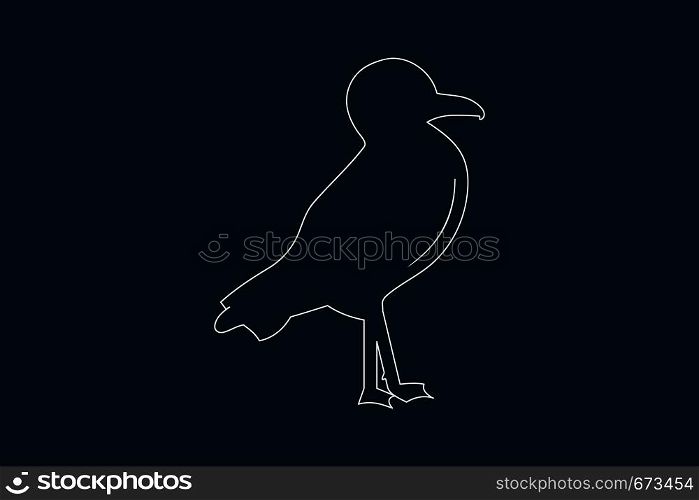 Line drawing vector of a seagull on blue