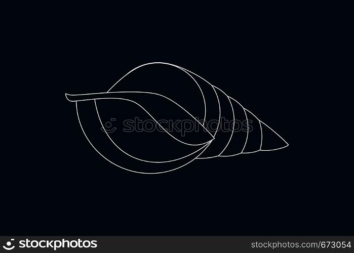 Line drawing vector of a seashell on blue