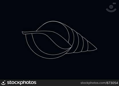 Line drawing vector of a seashell on blue