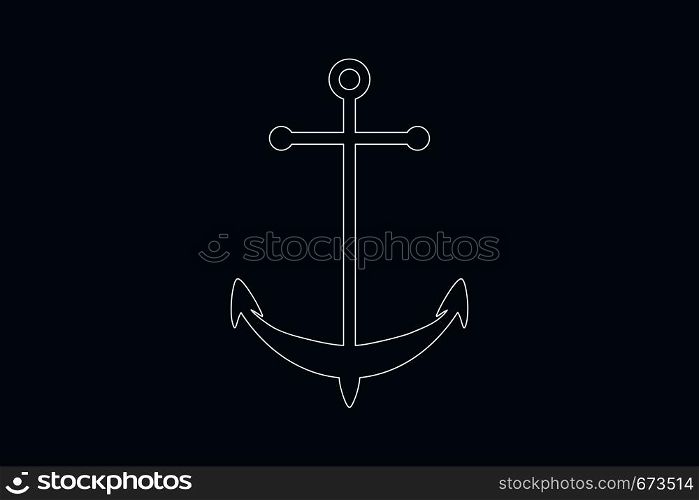 Line drawing vector of an anchor icon on blue