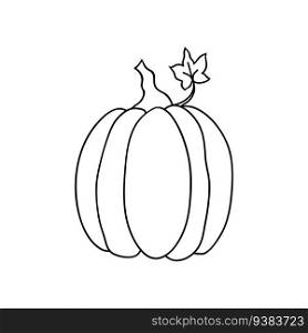 Line drawn pumpkin, round. Pumpkin for Halloween or Thanksgiving, badge or icon