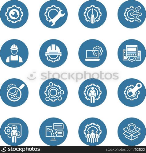 Line Engineering Icons. Simple Set of Engineering Flat Line Icons. Contains such Symbols as Manufacturing, Technology, Engineer, Team, Solutions, Service and more.