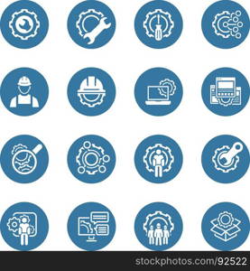 Line Engineering Icons. Simple Set of Engineering Flat Line Icons. Contains such Symbols as Manufacturing, Technology, Engineer, Team, Solutions, Service and more.