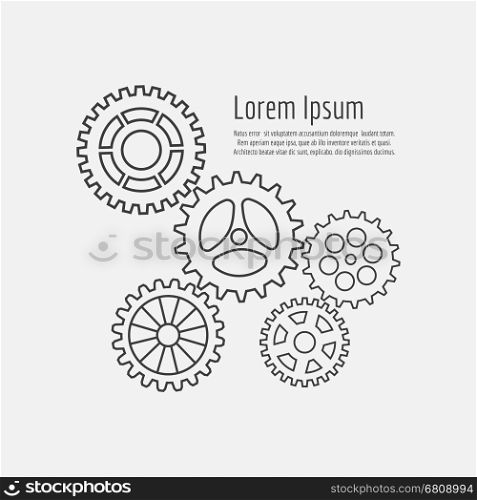 Line gears icons combination background. Line gears icons combination background with text. Vector illustration