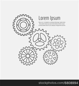 Line gears icons combination background. Line gears icons combination background with text. Vector illustration