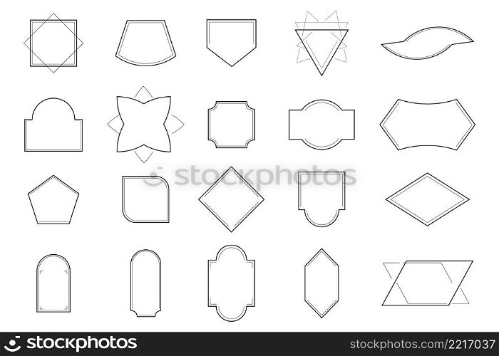 Line geometric frame vector set in minimalistic style. Bohemian, abstract, linear frames. Minimal, outline borders of pictures for social net, story, wedding cards.. Line geometric frame vector set in minimalistic style.