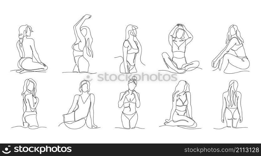 Line girl figure. Abstract continuous line silhouette of beautiful woman body, hand drawn minimalistic girls in underwear. Vector linear female model set illustrations art beauty women body. 2109.m01.i010.n014.S.c15.1898585149 Line girl figure. Abstract continuous line silhouette of beautiful woman body, hand drawn minimalistic girls in underwear. Vector linear female model set