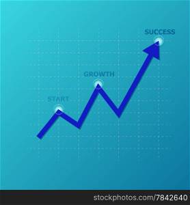 Line graph on the grid, stock vector