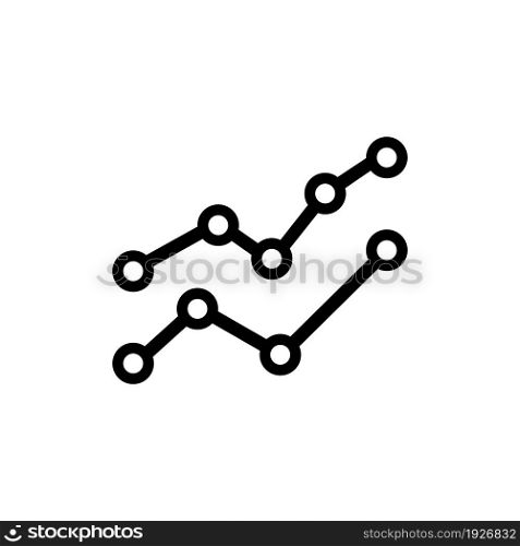 Line Graph with Points. Flat Vector Icon illustration. Simple black symbol on white background. Line Graph with Points sign design template for web and mobile UI element. Line Graph with Points Flat Vector Icon