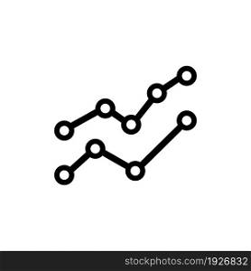 Line Graph with Points. Flat Vector Icon illustration. Simple black symbol on white background. Line Graph with Points sign design template for web and mobile UI element. Line Graph with Points Flat Vector Icon