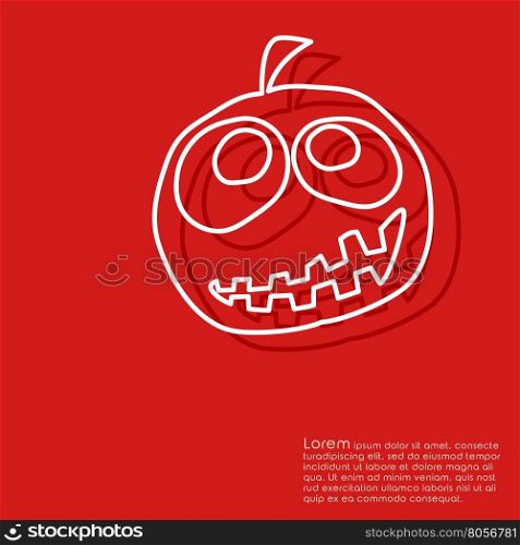 Line halloween pumpkin on red background. Cover brochures, flyer, card design template. Vector illustration