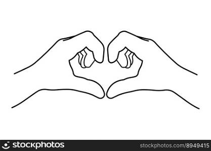 Line hands gesture heart. Vector Illustration.. Line illustration hands gesture heart.