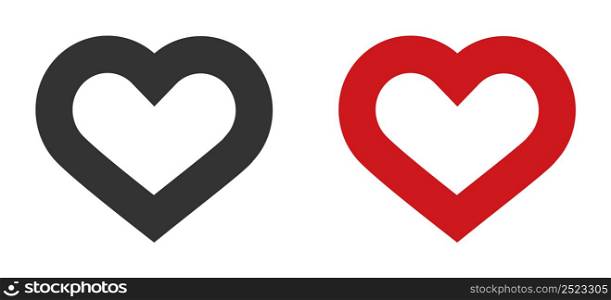 Line heart icon. Black and red color valentyne illustration symbol. Sign love vector.