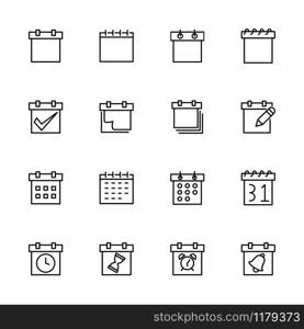 Line icon collection related to schedule, calendar or deadline. Editable stroke vector, isolated at white background