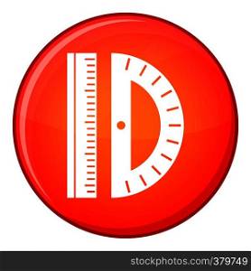 Line icon in red circle isolated on white background vector illustration. Line icon, flat style