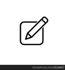 line icon of notes with pencil, vector illustration. line icon of notes with pencil, vector