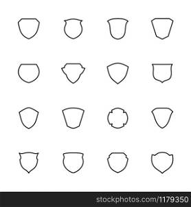 Line icon of shields collection. Editable stroke vector, isolated at white background