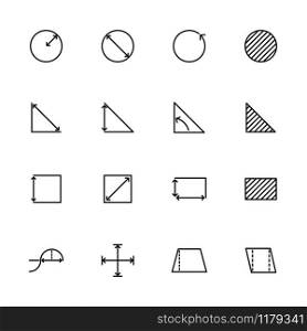 Line icon set basic mathematical measurement or metering. Editable stroke vector, isolated at white background