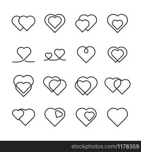 Line icon set collection of heart. Symbol for couple relationship. Editable stroke, isolated at white.