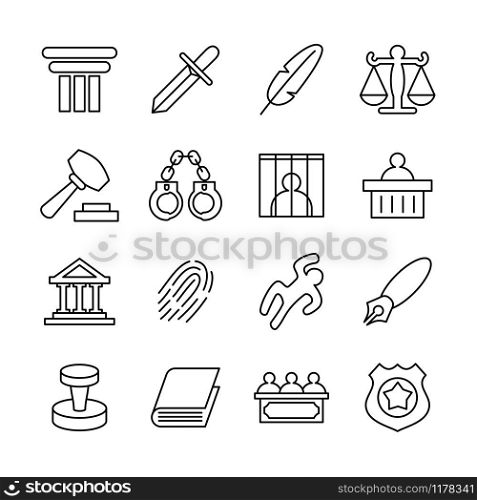 Line icon set for judgment. Editable stroke vector