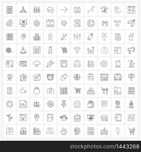 Line Icon Set of 100 Modern Symbols of arrow, Poland, night, world, map Vector Illustration