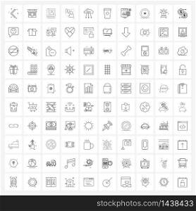 Line Icon Set of 100 Modern Symbols of transfer, data, idea, cloud, money Vector Illustration