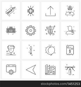 Line Icon Set of 16 Modern Symbols of coin, money, arrow, avatar, avatar Vector Illustration