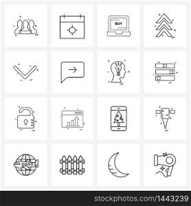 Line Icon Set of 16 Modern Symbols of pointer, arrow, cyber, arrows Vector Illustration