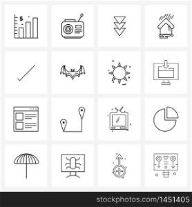 Line Icon Set of 16 Modern Symbols of select, confirm, arrow, weather, water Vector Illustration